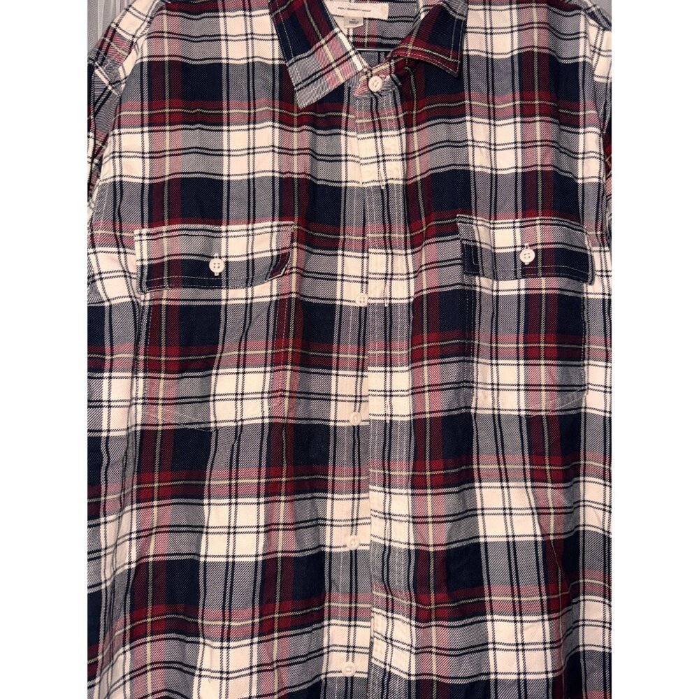 Mens Goodthreads Slim Fit Twill Plaid Button-Down Shirt XL Red & Navy - Picture 8 of 14